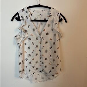 H&M Women’s Size 4 Conscious Collection White Ruffled Sleeveless Blouse